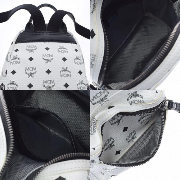 MCM Backpack Studded White Calfskin Daypack by - Picture 11 of 12